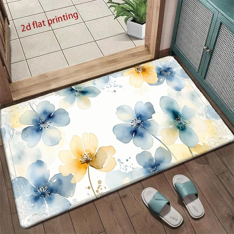 Watercolor Floral Mats Living Room Decoration Home Sofa Non-Slip Carpet Study Bedroom Tatami Children'S Soft Floor Mat