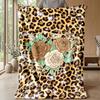 Leopard Roses Heart Theme blanket Lightweight Warm Flannel Blanket Decorative Throw Blanket for Home Decoration