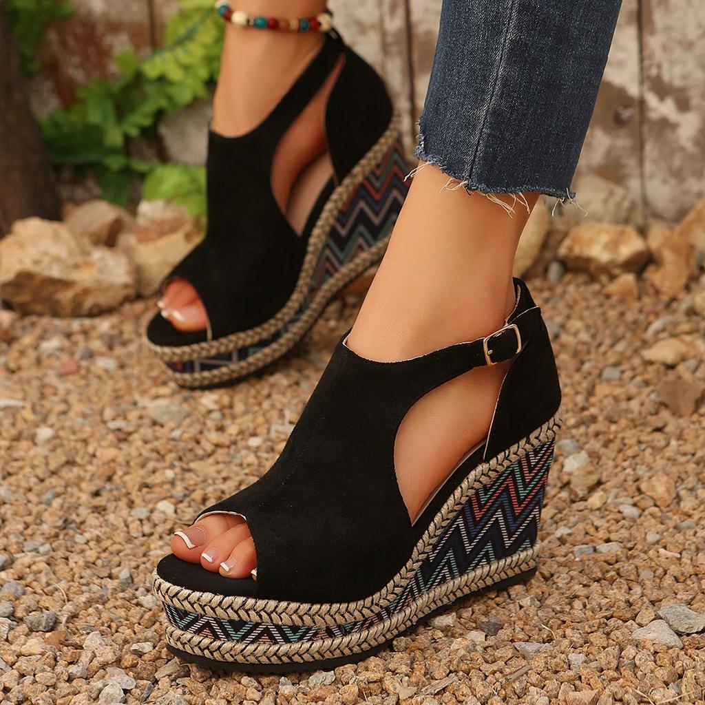 Fashion Women Sandals Platform Wedge 2025 Plus Size Lightweight High Heels Shoes Women Summer New Round Toe Sandals Sandalias De Mujer