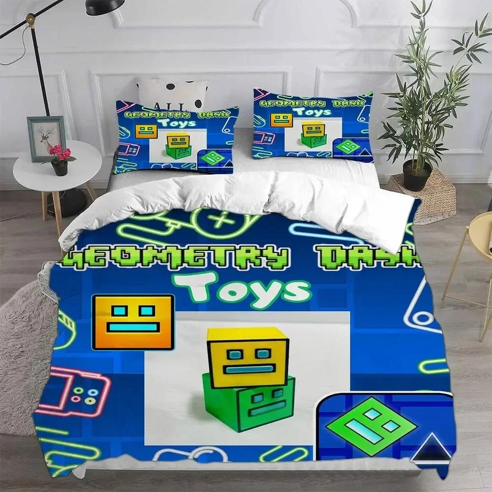 3D Geometry Dash Bedding Sets Comforter Quilt Bed Cover Duvet Cover Pillow Case Sets Bedroom Decoration Home Textiles