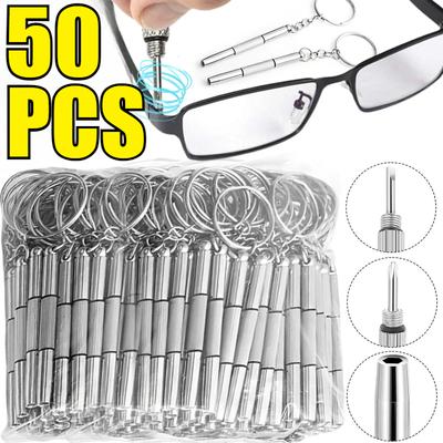 50 szt. 3 w 1 Stalowe Wielofunkcyjne Śrubokręty do Okularów Okulary Śrubokręt Płaski i Krzyżakowy Przenośne Narzędzia do Naprawy Zegarków i Telefonów
