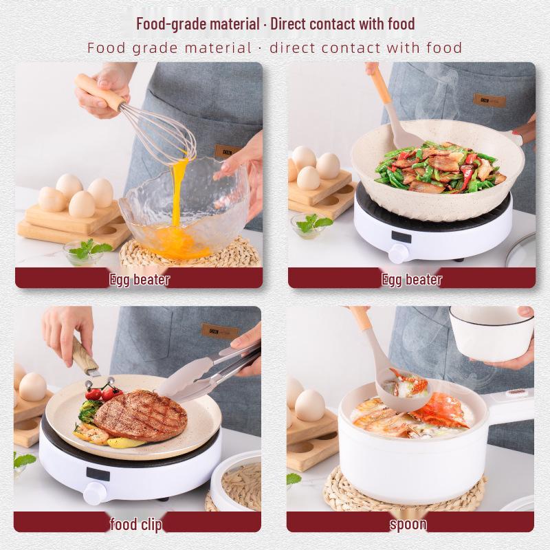 12-Piece Silicone Kitchen Tool Set with Wooden Handles & Storage Bucket