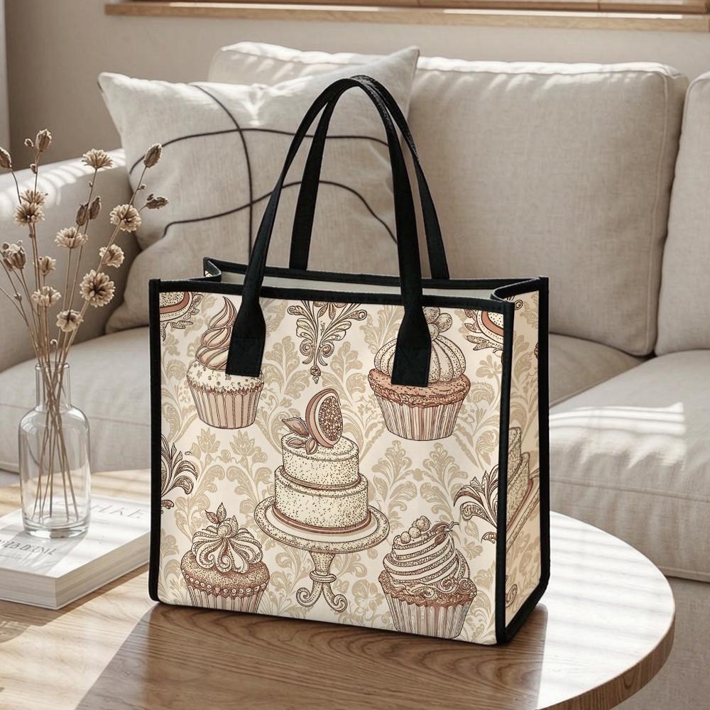 Sweet Dessert Pattern Casual Tote Lightweight Portable Daily Use Handbag