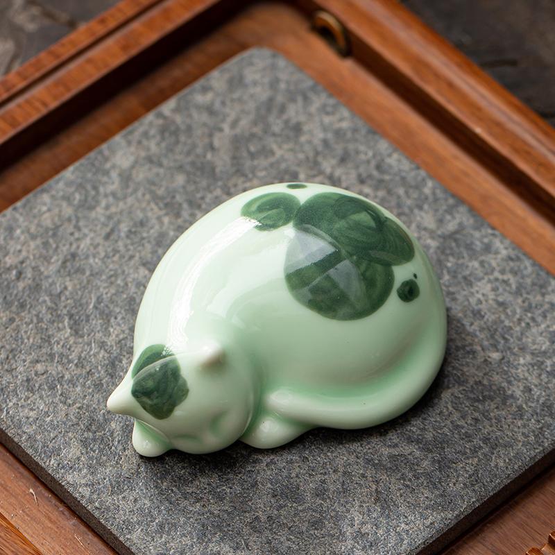 Handgefertigte Keramik-Katze Tee-Haustier Niedliche Tierfigur für Gongfu Teezeremonie Heimschreibtischdekoration Meditationsgeschenk