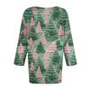 Women's Fashionable Casual Three-Quarter Sleeve Christmas Print Round Neck Top
