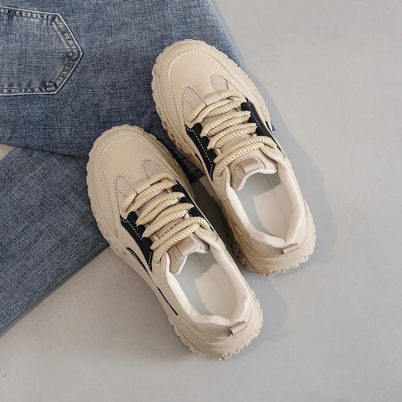 

Fashion 2025 Leather Women s Sneakers White Platform Woman Sports Sneakers Female Vulcanized Shoes Sneakers Casual Ladies Trainers 40 чёрный