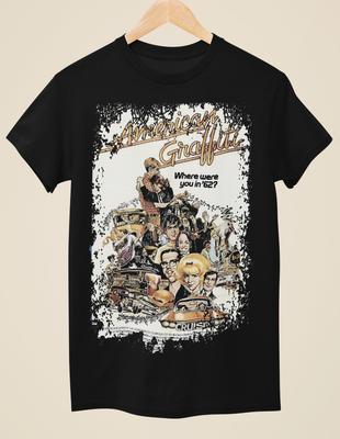 American Graffiti - Filmplakat Inspiriertes Unisex Schwarzes T-Shirt Unisex T-Shirt