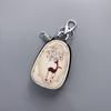 Retro Ethnic Style Women's Genuine Leather Key Bag with Zipper Pendant and Color Print KTY