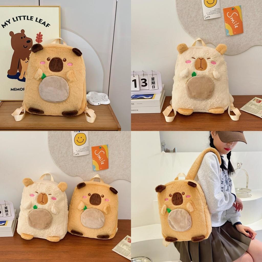 Stuffed Capybara Animal Schoolbags Backpack Spacious Storage Bag Gifts Kids