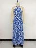 European & American Halter Long Skirt: New Style 2026 Open Back Retro Print Dress for Women.