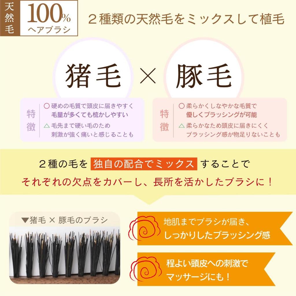 Made In Japan by a Professional Natural Hair Bristle for a Gentle Scalp Care Brush Bristle EXC12 Vess, Manufacturer, 100% (Pig/Boar Mix) (S-Shaped,