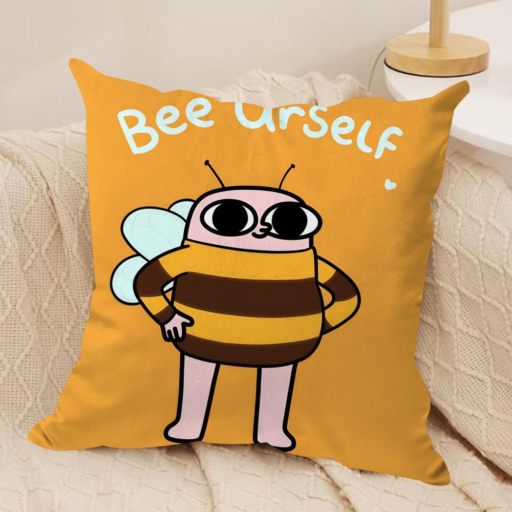FUNNY Cartoon KKETNIPZ Cushion Cover Silky Short Plush Invisible Zipper Dustproof Sofa Pillow Case for Home Decor
