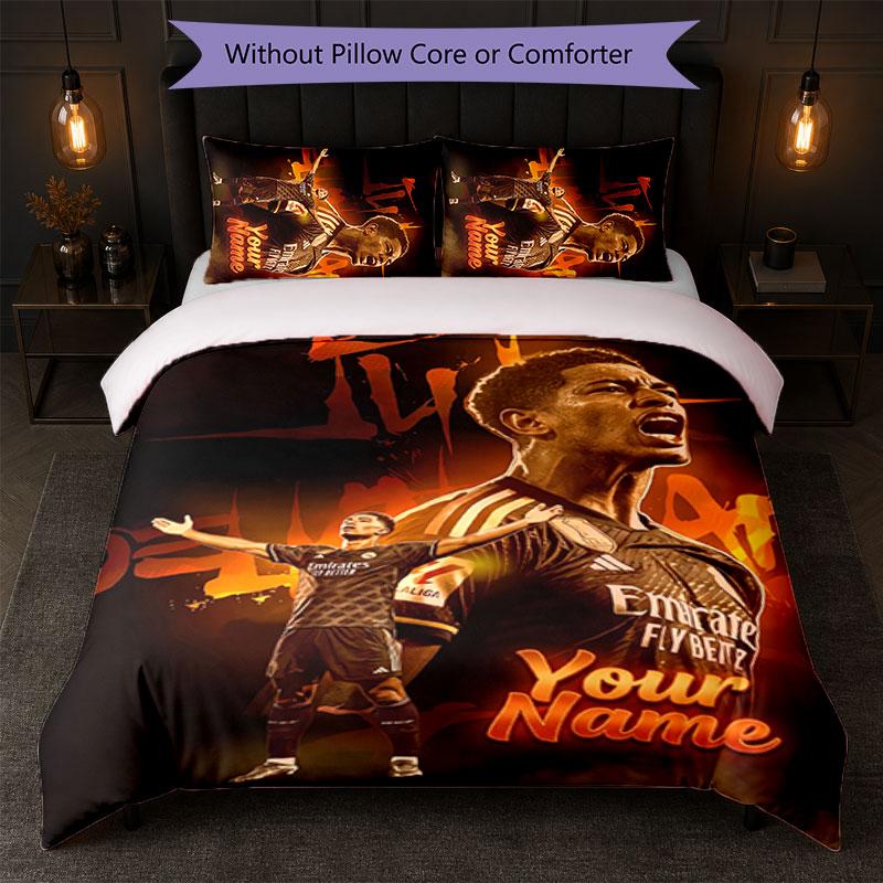 Jude Bellingham Custom Name Text Bedding Set 1 Duvet Cover+2 Pillowcases Soccer Logo Personalized Gift For Special Occasion Bedroom Decor