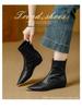 Women's Retro Pointed Toe Ankle Boots - Woven, Slimming Design & Inner Lift for 2025 Autumn/Winter Collection.