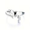 Retro-Stil verstellbarer Dinosaurierring für Damen - einzigartiges Jurassic-Design, schlichter und doch eleganter Stil, Silber-Finish, bequem