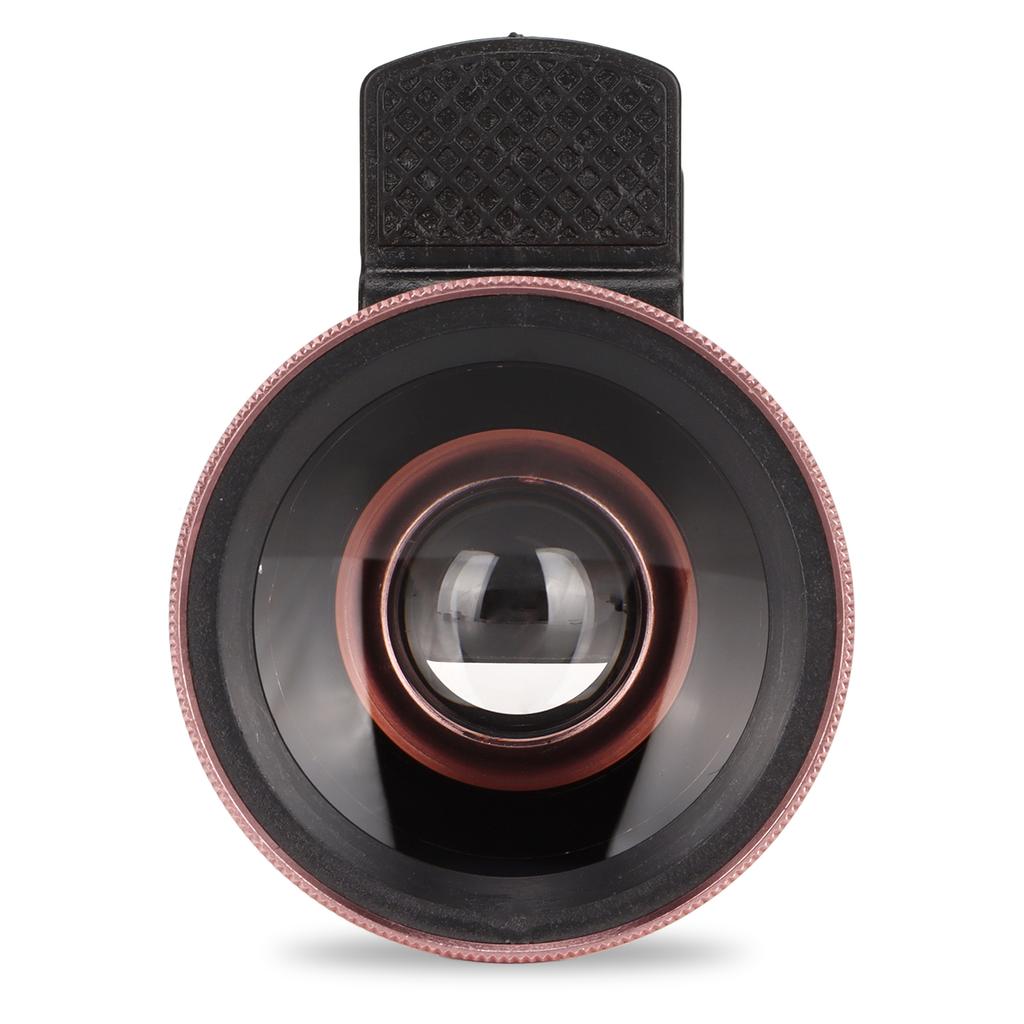 Phone Lens 2 In 1 HD Professional Universal Clip 0.45X Wide Angle 12.5X Macro Lens for Cellphone Tablet Rose Gold