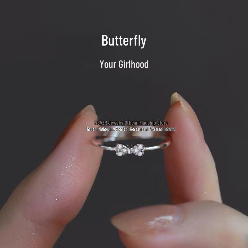 Women's 999 Sterling Silver Bow Ring: Elegant, High-End, Niche Design for Light Luxury Fashion