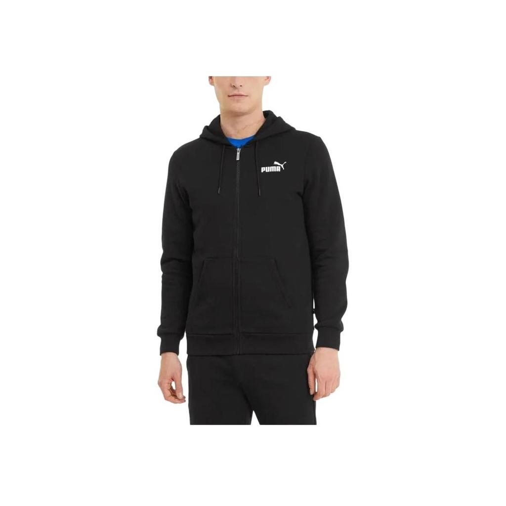 Puma Letter Print Hooded Cardigan Sweatshirt Men sweatshirt Black 84724201
