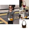 Children Retro Frosted Velvet Bucket Bag With Solid Color Design For Daily Use