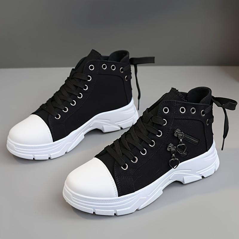 New Canvas High-top Women's Shoes 2025 Spring and Summer Breathable Thick Bottom Heightening Casual Shoes Martin Boots Sneakers