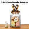 Glass Jars with Ceramic Bunnies Ear Lid Airtight Glass Container Easter Table Centerpieces Easter Decoration Easter Gift