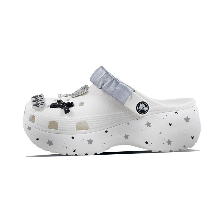 Crocs Classic Platform Clog EVA Starburst Punk Classic Cloud Retro Girly Cute Gradient Hand-Painted Clogs Women's White