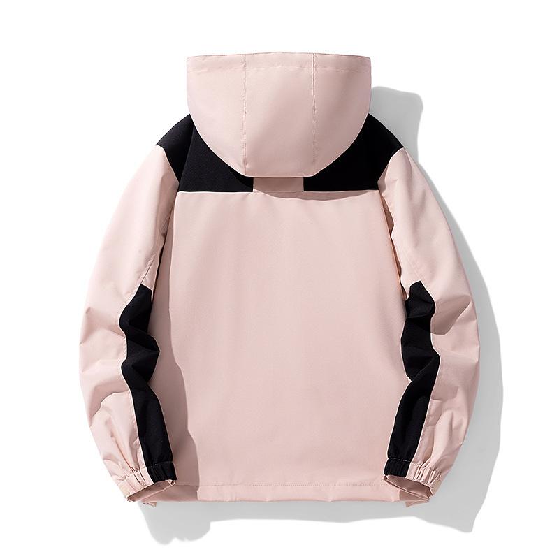 Spring and Autumn Outdoor Men's Color Matching Jacket Thin Hooded Jacket Waterproof and Windproof Women's Warm Jacket
