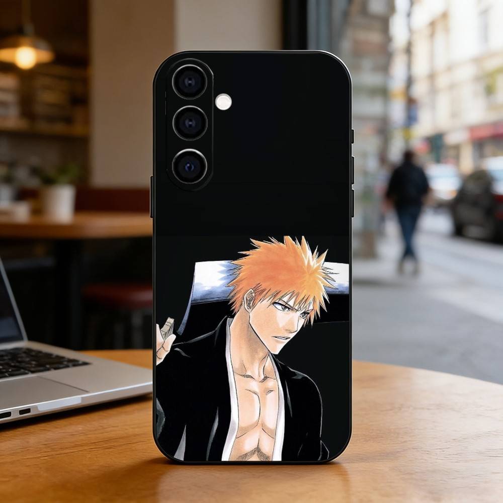 Bleach Ichigo Kurosaki Phone Case For Samsung Galaxy A73,A72,A71,A70,A53,A52,A51,Soft Silicone Black Cover