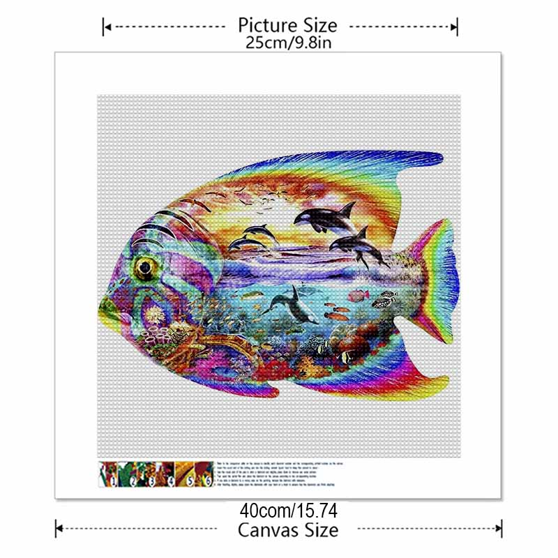 New Arrival 5D DIY Full Circle Diamond Painting "Fish" Embroidery Cross Stitch Home Decor Gift