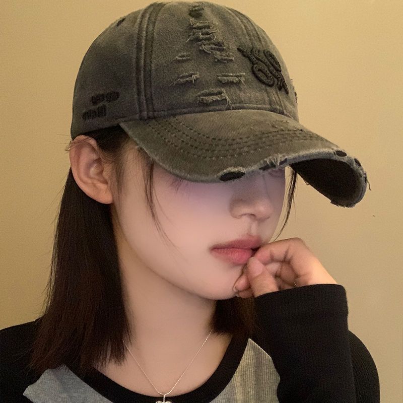 Vintage Distressed Baseball Cap for Women Spring Summer Washed Cotton Adjustable Snapback Hat Fashion Trendy Small Face