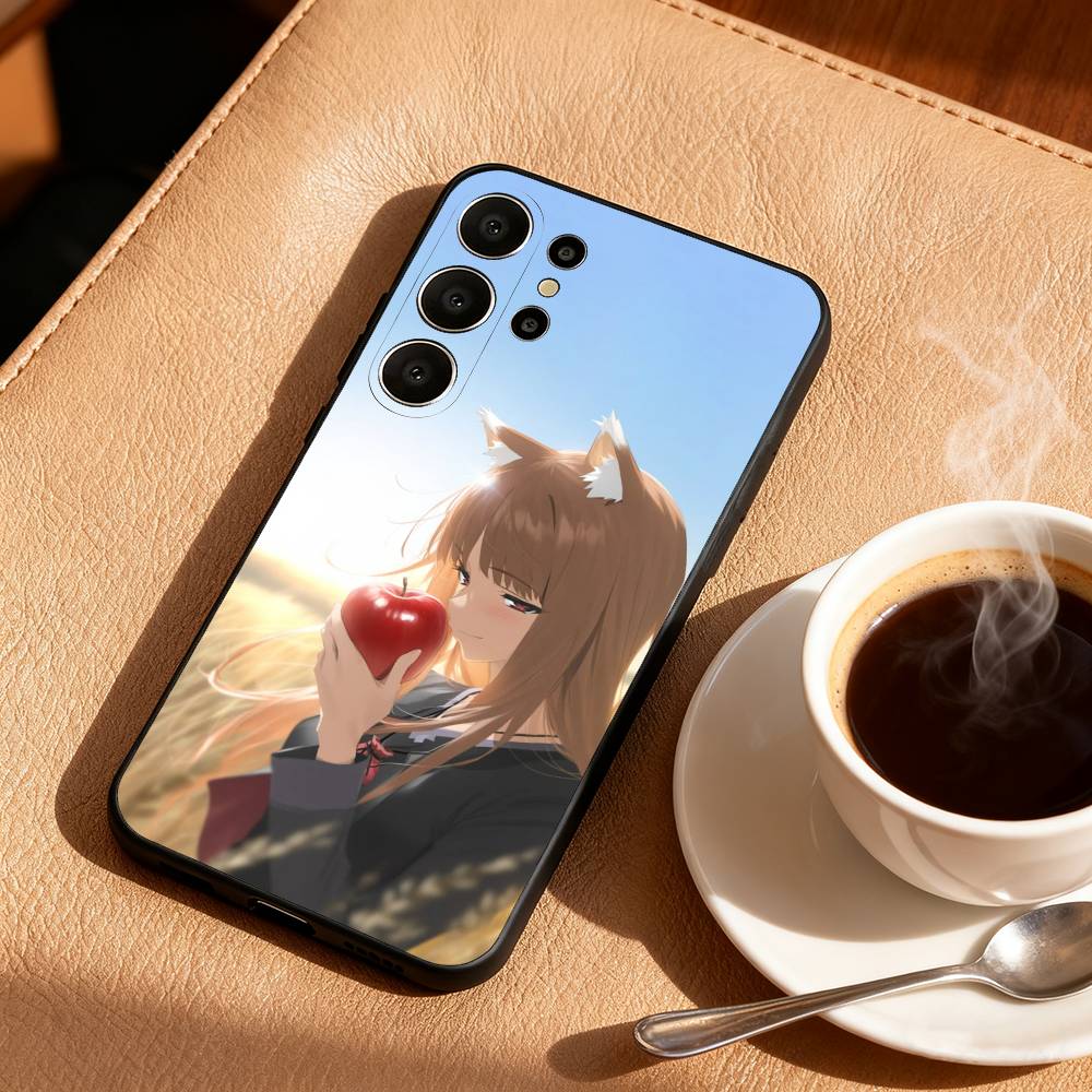 Anime S-Spice and W-Wolf Phone Case For Samsung S26,S25,24,23,22,30,21,10,9,Ultra,Plus,Lite,Black Soft Case