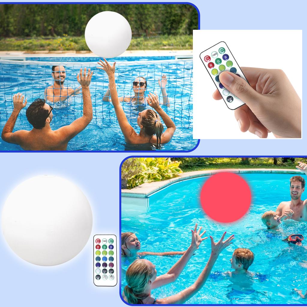 Inflatable LED Light Up Ball with Remote Control Pool Toy Beach Ball for Party Decoration Outdoor Indoor Use Waterproof Durable Material