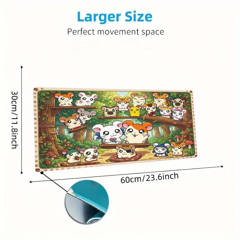 Hamtaro Anime Color Mouse Pad Large Gaming Table Cushion Non-slip Laptop Tablet Big Mousepad XXL Mat Mini PC Playmat With Lock Edge