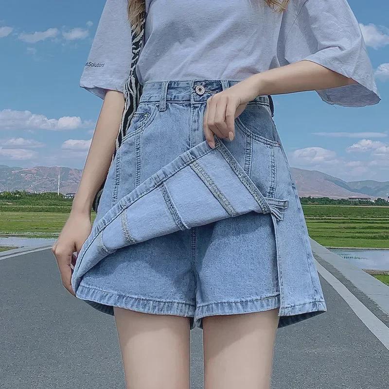 Schlankmachender A-Linien-Minirock aus Denim mit hoher Taille und Schlitz - Damenmode Frühjahr/Sommer 2025