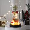 Illuminated Glass Christmas Tree with Elk Decoration