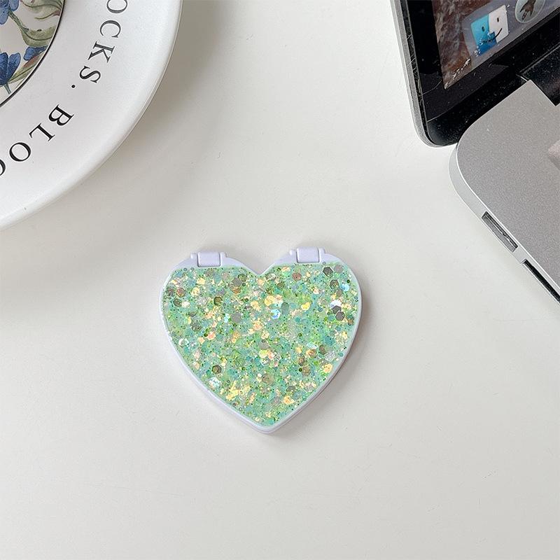 Flip Cover Love Mirror Mobile Phone Decoration Paste Desktop Support Watching Drama Epoxy Sequins Xiaoqing Fresh Wind Women'S Models