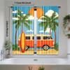 Set Of 2 Retro Beach Bus Print Polyester Curtains Vibrant Sunset Palm Tree Design Style Living Curtain Sheer Made With Rod Pocket