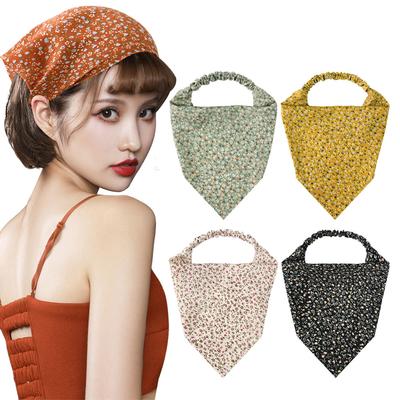 Spring Small Fresh Floral Satin Fabric Hair Bands Elastic Band Triangle Headband Hair Women's Fashionable Cute Simple Hair Bands