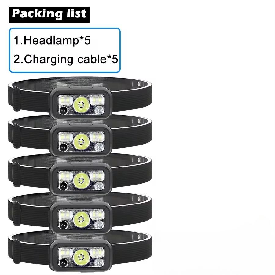 Portable Mini Head Mounted Flash Light USB Rechargeable With Motion Sensor LED Headlight Professional Security Patrol Emergency