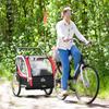 Carrellino Bici per Bambini, 2-in-1, Funzione Jogging, Telo Resistente alle Intemperie, Telaio in Acciaio, Rosso+Nero, 142 x 75 x 101cm