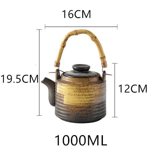 Japanese Retro Hand-painted Ceramic Teapot Home Hotel Restaurant Teapot Chinese Large Teapot Handle Pot