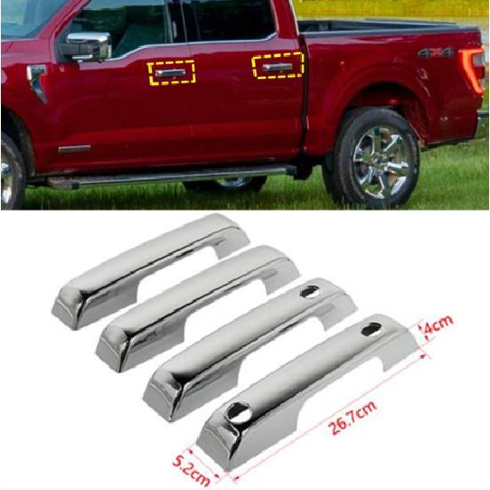 4pcs/Set Chrome Exterior Door Handle Panel Shell Cover Trim For + Ford F150