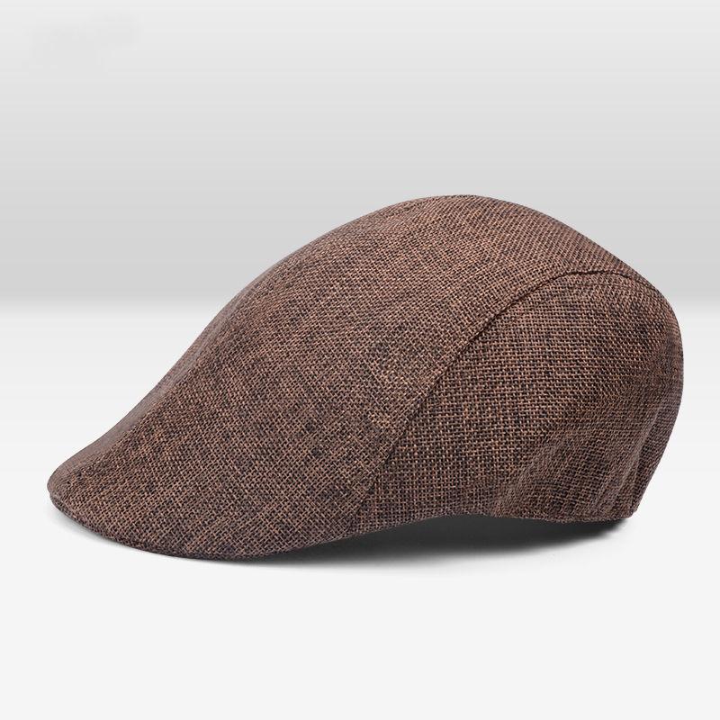 Sun hat summer breathable beret cap cap linen hollow solid color beret forward hat sun protection men and women
