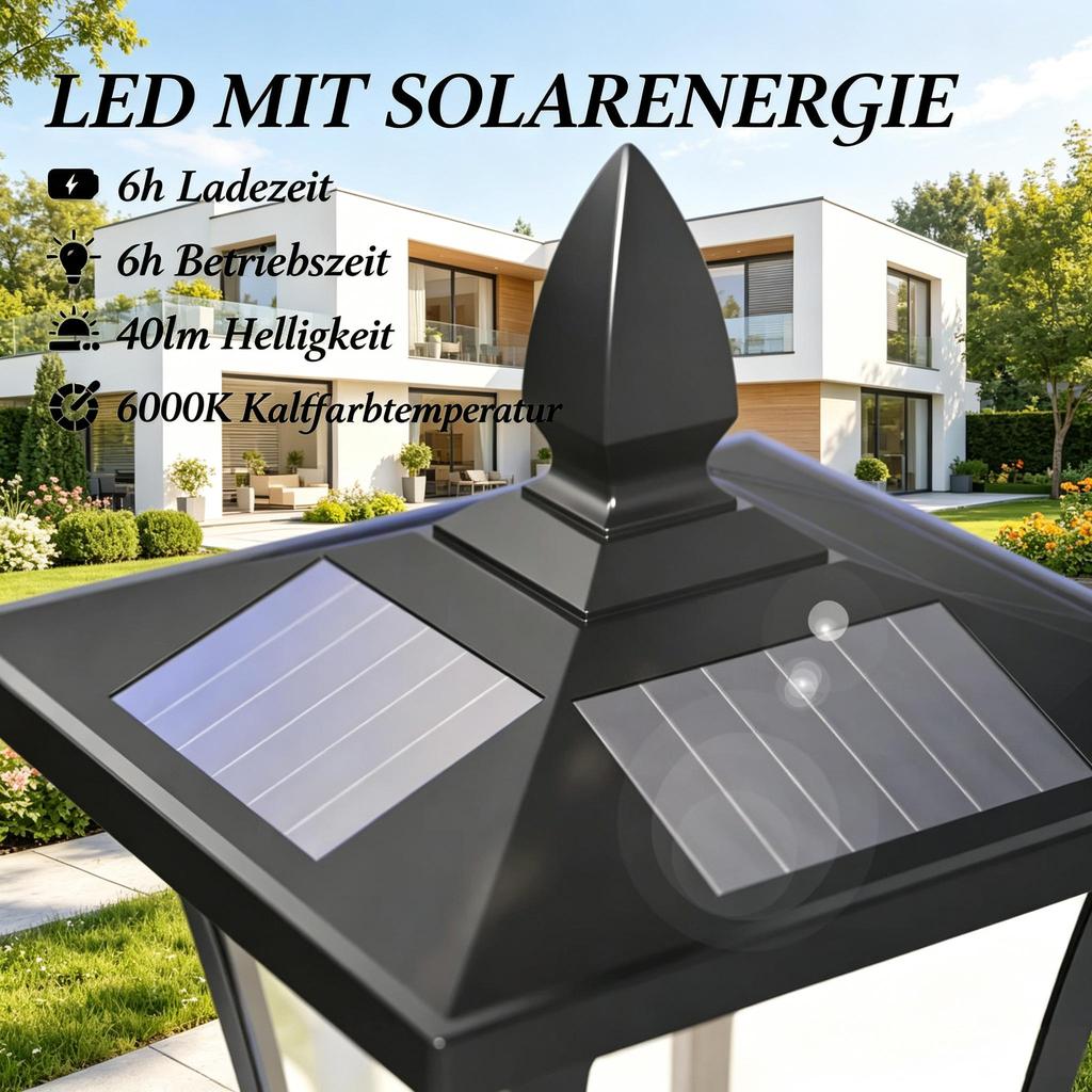 Solar Garden Light in Vintage Look, Outdoor Lighting Floor Lamp, Classic Post Lamp, Outdoor Lantern (only with 1pc Outdoor Lighting Floor Lamp)