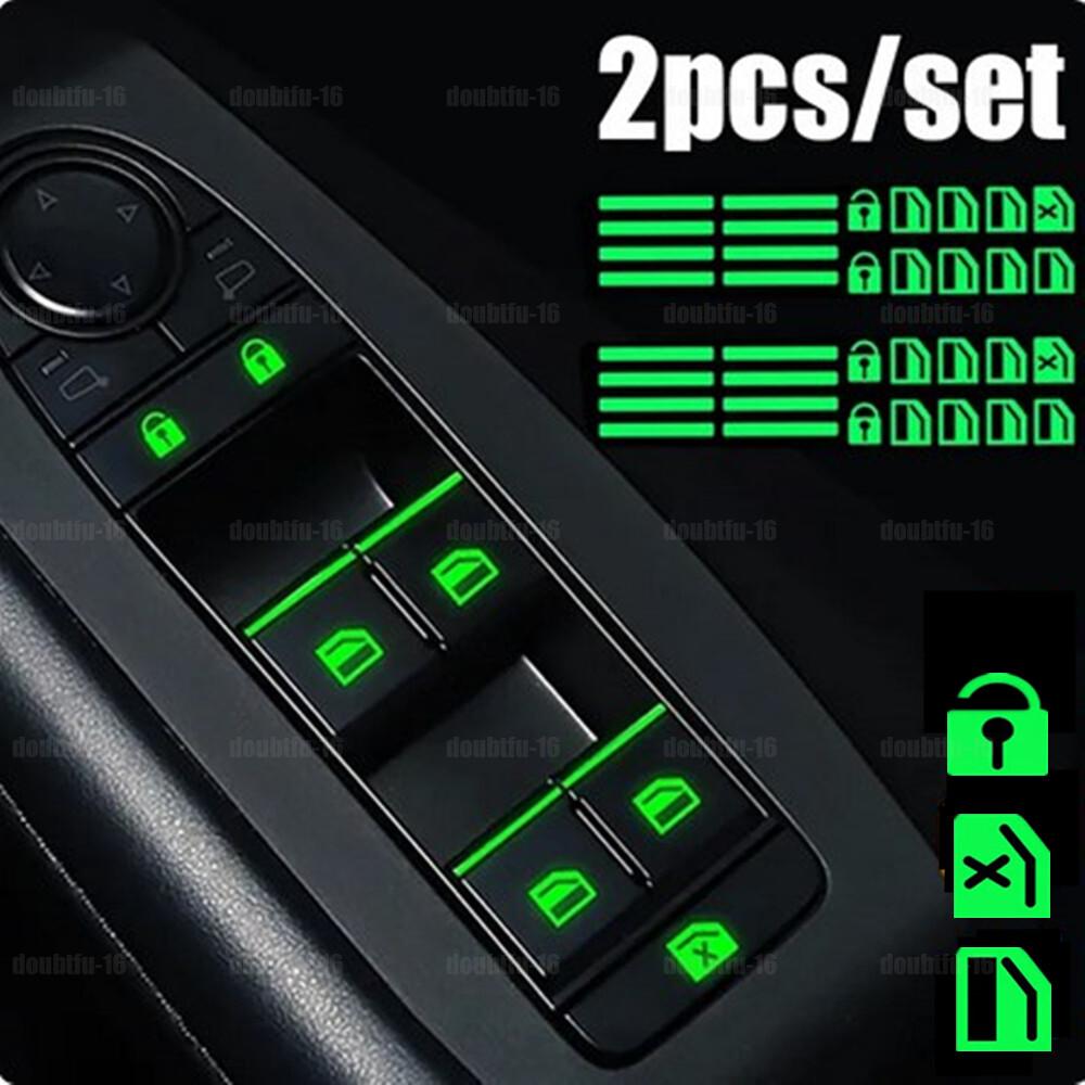 2 Pcs Luminous Car Stickers Door Window Switch Sticker Night Safety Accessories