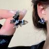 Cold Wind Unique Black Crystal Butterfly Stud Earrings Women's Light Luxury Atmospheric Earrings New High-end Ear Accessories