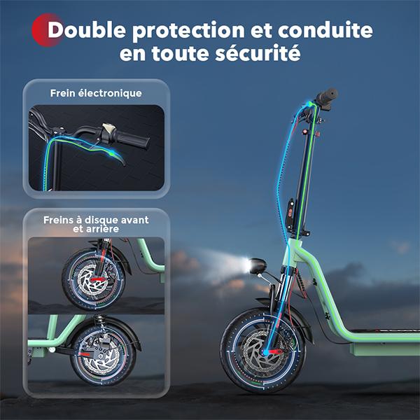 iScooter Electric Scooter I12 25KM/H 500W 7.5Ah 12 Inch Pneumatic Road Tire 30-35KM Range with Basket GREEN Color