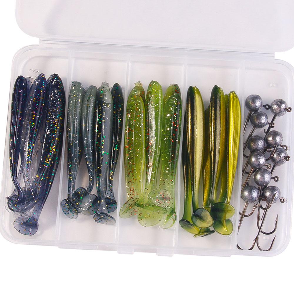 Soft Fishing Lures Kit Silicone Lure Set Artificial Bait Worm with Crank Jig Head Hook HOOK 45pcs/34pcs/65pcs