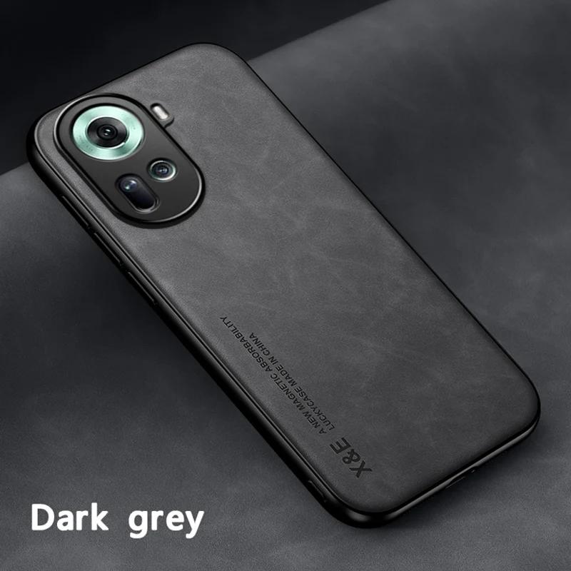 Luxury Leather Case For OPPO Reno 12 11 10 9 8 7 Pro Plus Find X6 X5 Lite Pro Cover With Metal Plate Support Car Hold