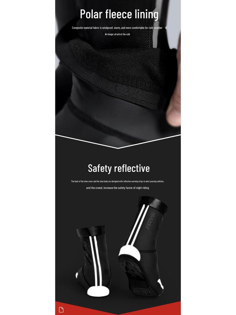 Men's Fleece-Lined Winter Cycling Shoe Covers - Warm, Windproof & Waterproof for Mountain and Road Biking